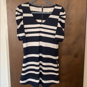 Blue and cream striped dress